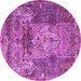 Round Machine Washable Persian Purple Traditional Area Rugs, wshtr3686pur