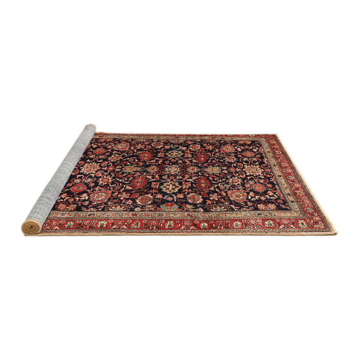 Sideview of Machine Washable Traditional Orange Brown Rug, wshtr3687
