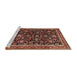 Sideview of Machine Washable Traditional Orange Brown Rug, wshtr3687