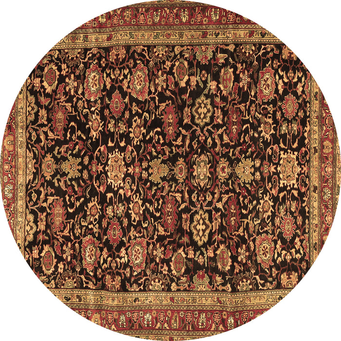 Round Persian Brown Traditional Rug, tr3687brn