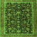 Round Machine Washable Persian Green Traditional Area Rugs, wshtr3687grn