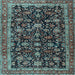 Square Machine Washable Persian Light Blue Traditional Rug, wshtr3687lblu