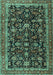 Machine Washable Persian Turquoise Traditional Area Rugs, wshtr3687turq