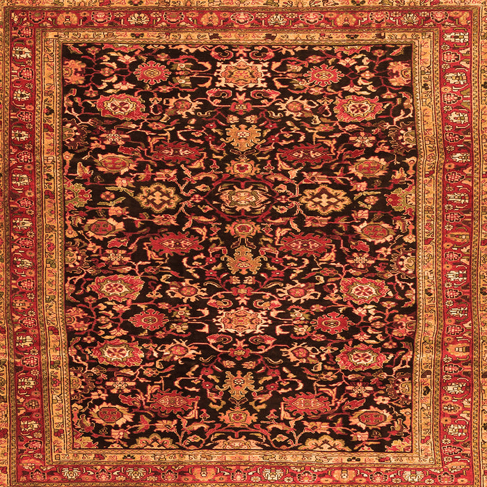 Round Machine Washable Persian Orange Traditional Area Rugs, wshtr3687org