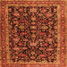 Round Machine Washable Persian Orange Traditional Area Rugs, wshtr3687org