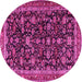 Round Machine Washable Persian Pink Traditional Rug, wshtr3687pnk