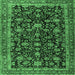 Square Machine Washable Persian Emerald Green Traditional Area Rugs, wshtr3687emgrn