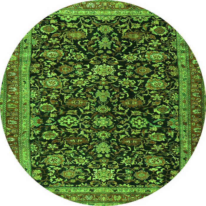 Square Persian Green Traditional Rug, tr3687grn
