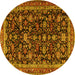 Round Machine Washable Persian Yellow Traditional Rug, wshtr3687yw