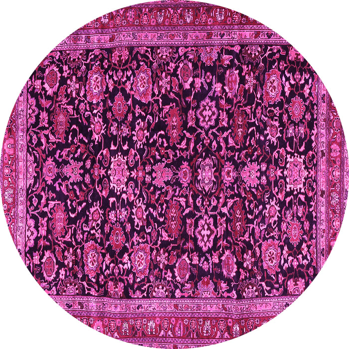 Round Persian Pink Traditional Rug, tr3687pnk