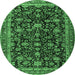 Round Persian Emerald Green Traditional Rug, tr3687emgrn