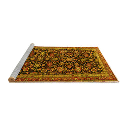 Sideview of Machine Washable Persian Yellow Traditional Rug, wshtr3687yw