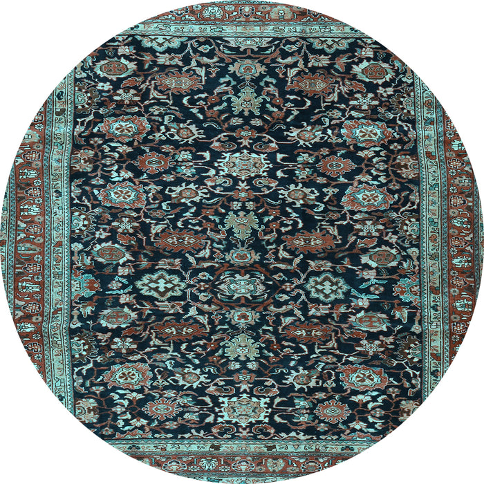 Round Persian Light Blue Traditional Rug, tr3687lblu