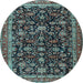 Round Persian Light Blue Traditional Rug, tr3687lblu