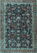 Machine Washable Persian Light Blue Traditional Rug, wshtr3687lblu