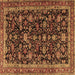 Square Machine Washable Persian Brown Traditional Rug, wshtr3687brn