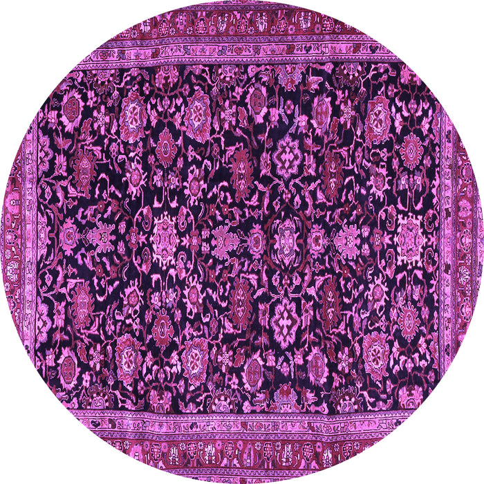 Round Persian Purple Traditional Rug, tr3687pur