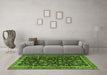 Machine Washable Persian Green Traditional Area Rugs in a Living Room,, wshtr3687grn