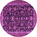 Round Machine Washable Persian Purple Traditional Area Rugs, wshtr3687pur