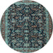 Round Machine Washable Persian Light Blue Traditional Rug, wshtr3687lblu