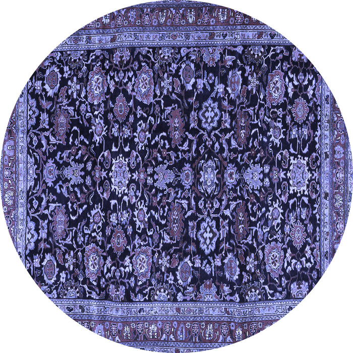 Round Persian Blue Traditional Rug, tr3687blu