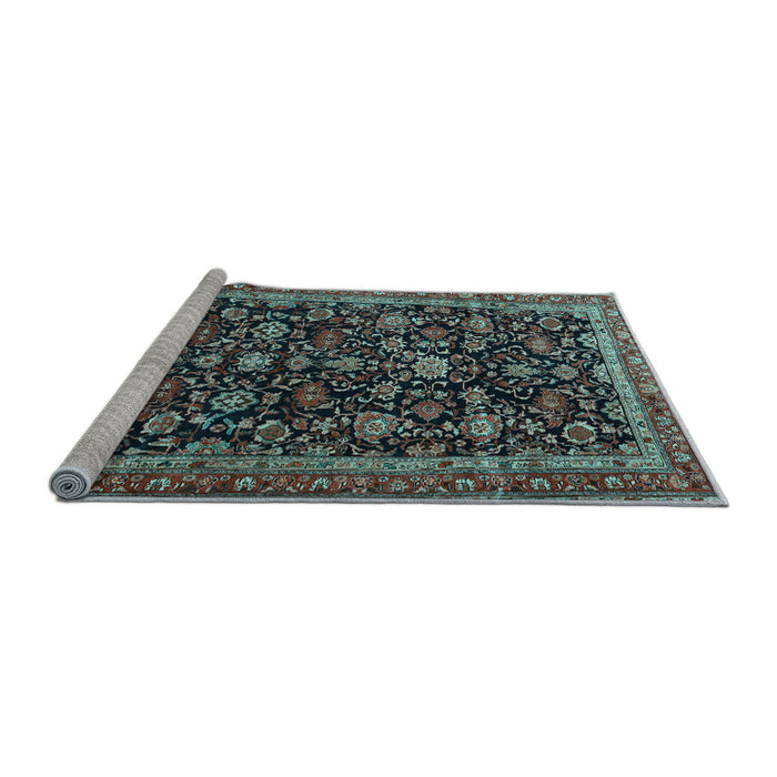 Sideview of Machine Washable Persian Light Blue Traditional Rug, wshtr3687lblu