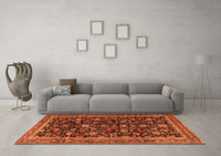 Machine Washable Persian Orange Traditional Rug, wshtr3687org