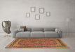 Machine Washable Medallion Brown Traditional Rug in a Living Room,, wshtr3688brn