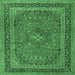 Square Machine Washable Medallion Emerald Green Traditional Area Rugs, wshtr3688emgrn