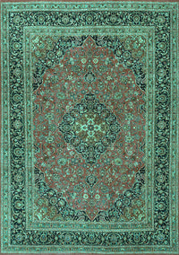 Medallion Turquoise Traditional Rug, tr3688turq