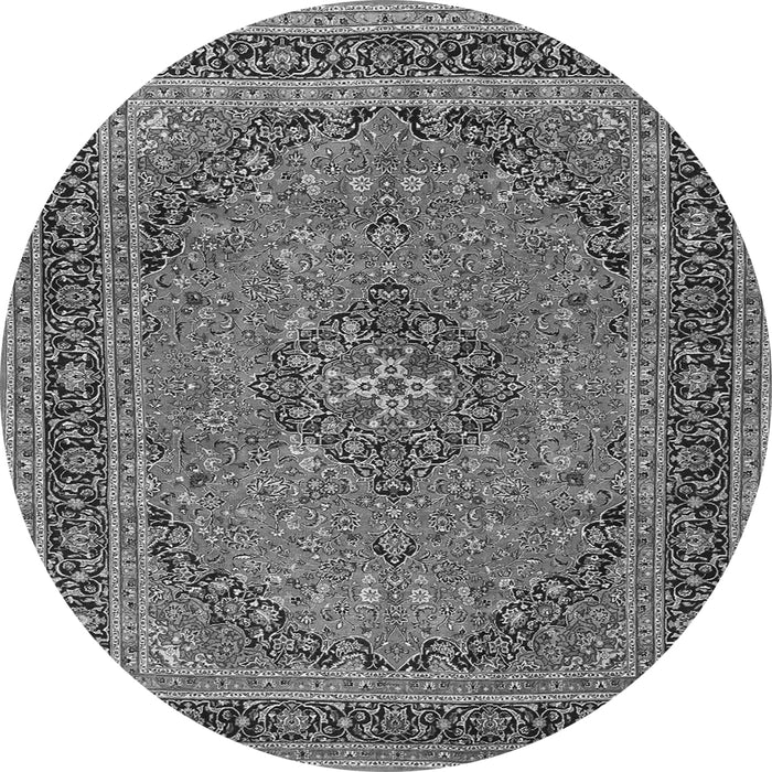 Machine Washable Medallion Gray Traditional Rug, wshtr3688gry
