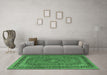 Machine Washable Medallion Emerald Green Traditional Area Rugs in a Living Room,, wshtr3688emgrn