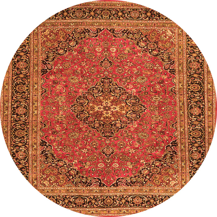 Machine Washable Medallion Orange Traditional Area Rugs, wshtr3688org