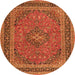 Machine Washable Medallion Orange Traditional Area Rugs, wshtr3688org