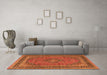 Machine Washable Medallion Orange Traditional Area Rugs in a Living Room, wshtr3688org