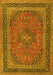 Machine Washable Medallion Yellow Traditional Rug, wshtr3688yw