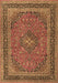 Machine Washable Medallion Brown Traditional Rug, wshtr3688brn