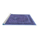 Sideview of Machine Washable Medallion Blue Traditional Rug, wshtr3688blu