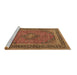 Sideview of Machine Washable Medallion Brown Traditional Rug, wshtr3688brn