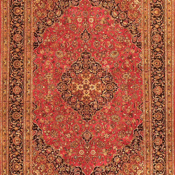 Serging Thickness of Machine Washable Medallion Orange Traditional Area Rugs, wshtr3688org