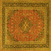 Square Medallion Yellow Traditional Rug, tr3688yw