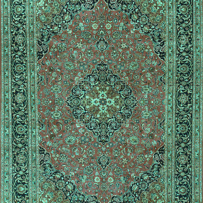 Machine Washable Medallion Turquoise Traditional Area Rugs, wshtr3688turq