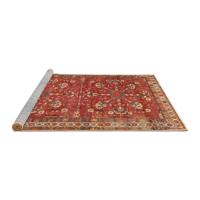 Sideview of Machine Washable Traditional Red Rug, wshtr3689
