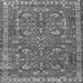 Round Machine Washable Persian Gray Traditional Rug, wshtr3689gry