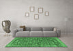 Machine Washable Persian Emerald Green Traditional Area Rugs in a Living Room,, wshtr3689emgrn