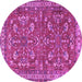 Round Machine Washable Persian Purple Traditional Area Rugs, wshtr3689pur