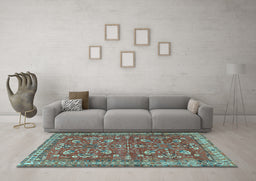 Machine Washable Persian Light Blue Traditional Rug in a Living Room, wshtr3689lblu