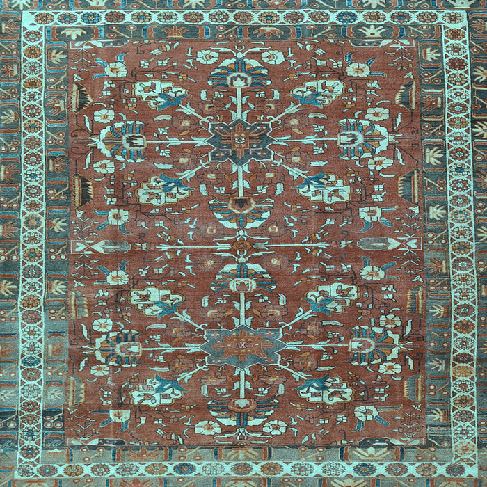 Square Machine Washable Persian Light Blue Traditional Rug, wshtr3689lblu