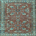 Square Machine Washable Persian Light Blue Traditional Rug, wshtr3689lblu