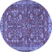 Round Machine Washable Persian Blue Traditional Rug, wshtr3689blu